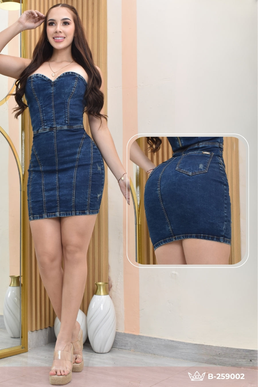 VESTIDO DENIM STRECH, HORMA PERFECTA REF. B-259002