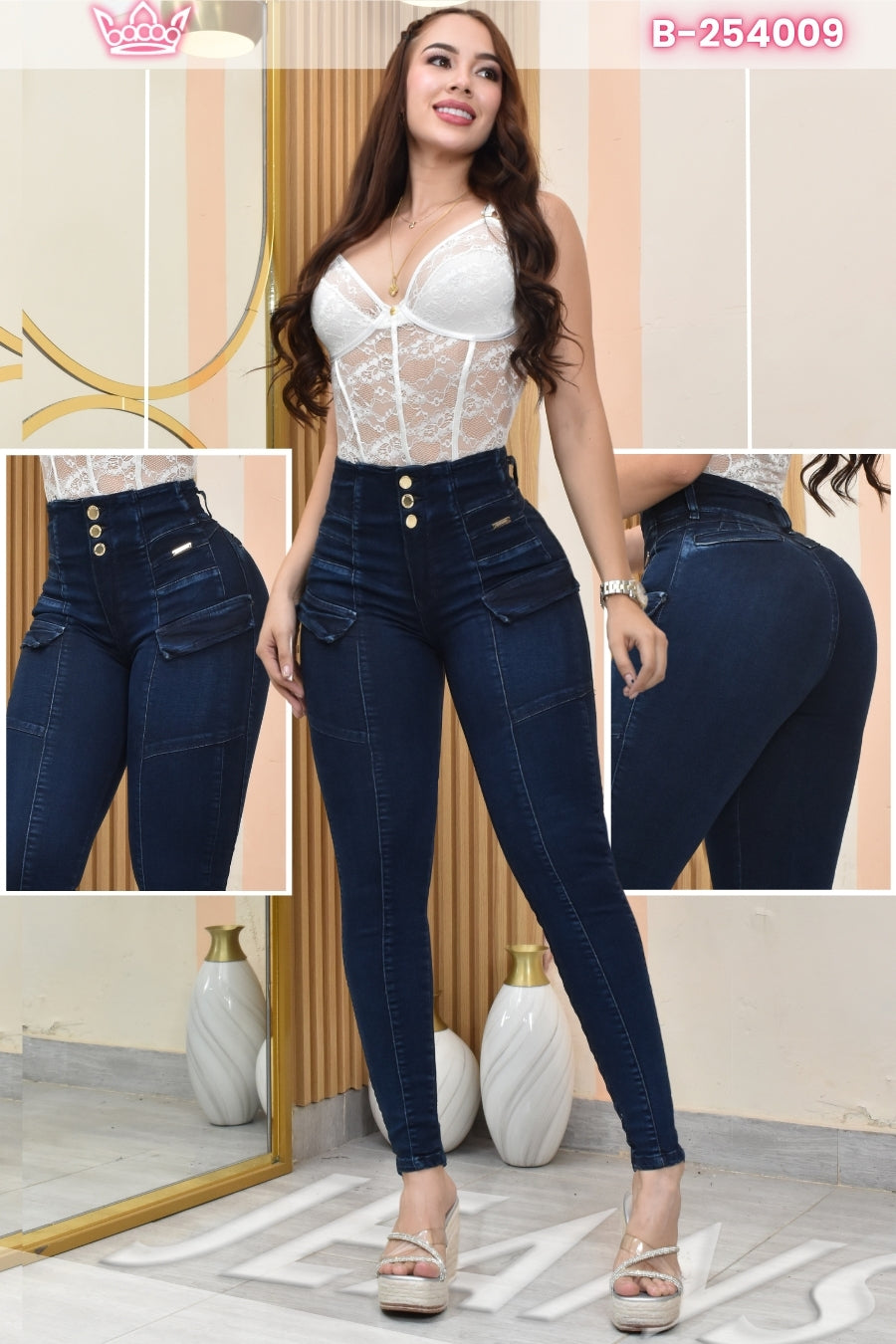 JEANS SKINNY CONTROL ABDOMEN LEVANTA COLA  REF. B-254009