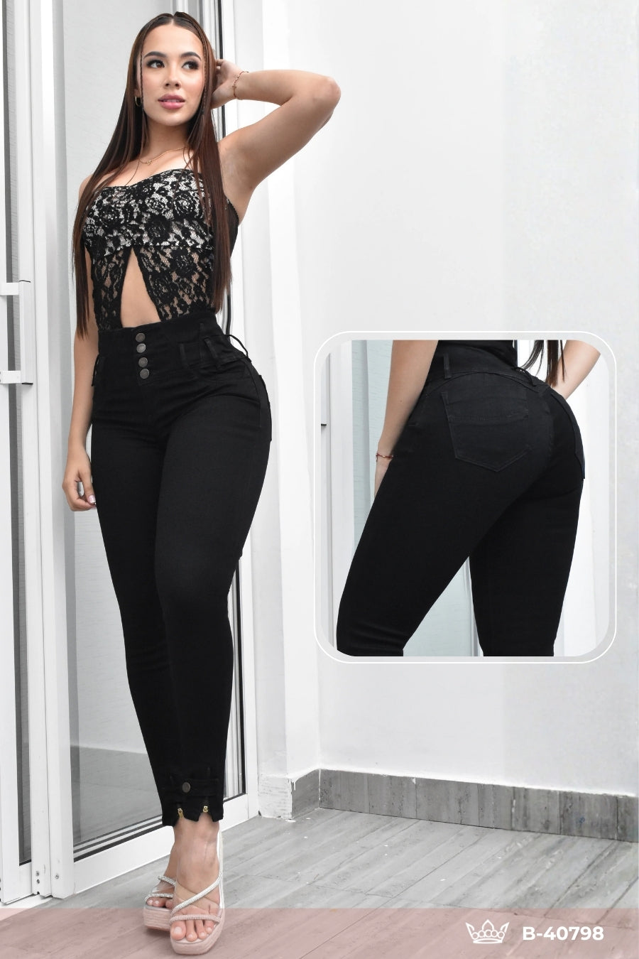 PANTALON SKINNY CONTROL ABDOMEN LEVANTA COLA  REF. B-40798