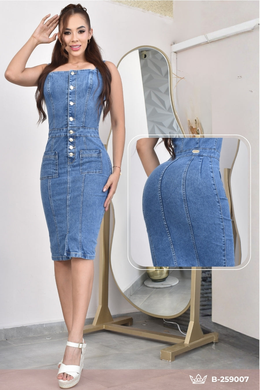 VESTIDO DENIM STRECH, HORMA PERFECTA REF. B-259009