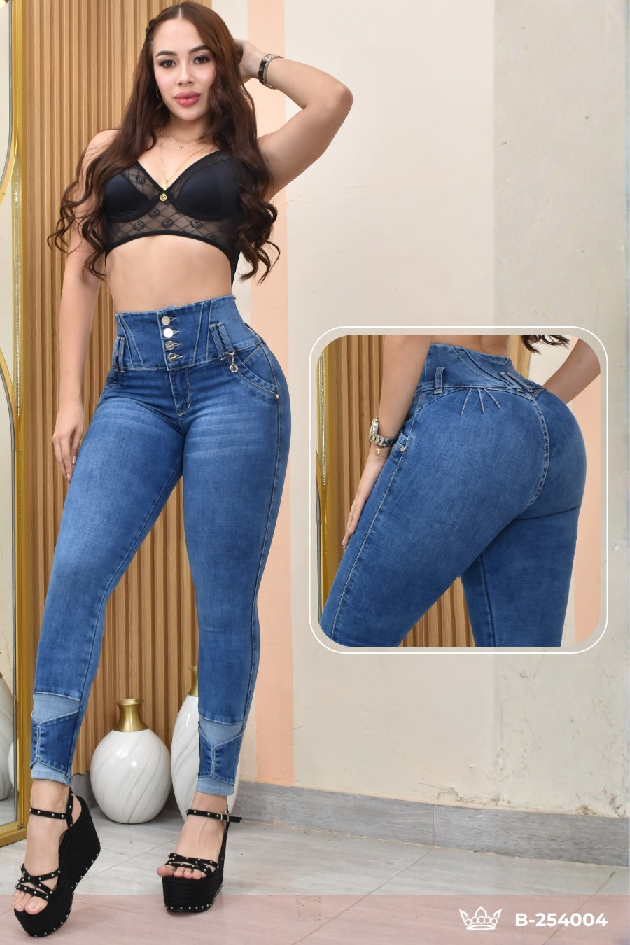 JEANS SKINNY CONTROL ABDOMEN LEVANTA COLA  REF. B-254004