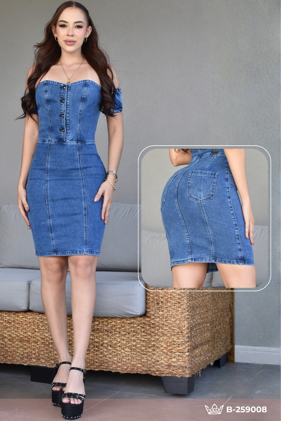 VESTIDO DENIM STRECH, HORMA PERFECTA REF. B-259008