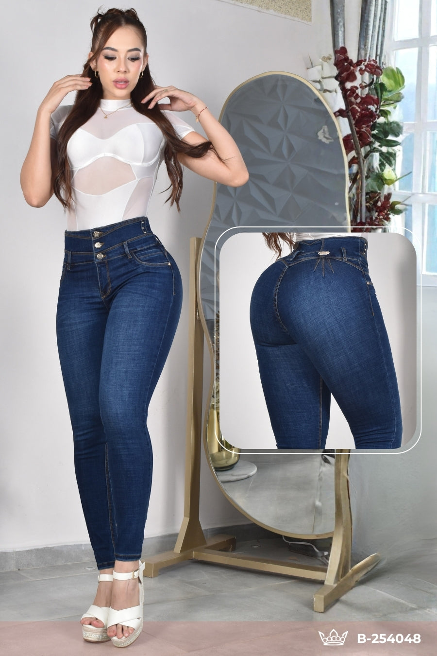 JEANS SKINNY CONTROL ABDOMEN LEVANTA COLA  REF. B-254048
