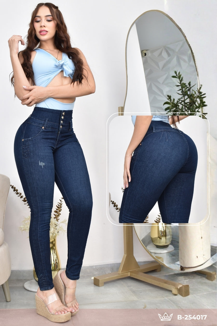 JEANS SKINNY CONTROL ABDOMEN LEVANTA COLA  REF. B-254017