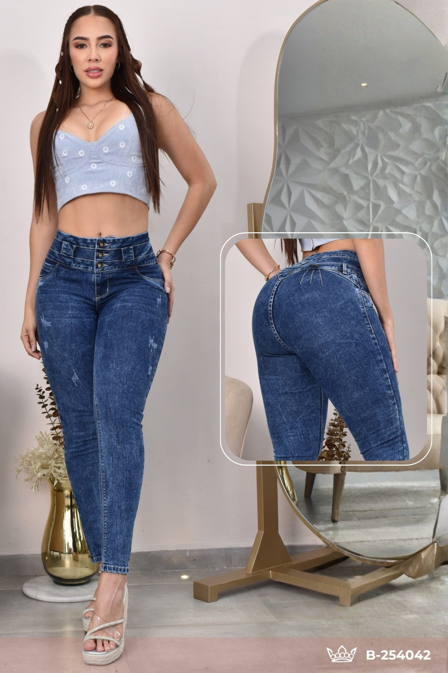 JEANS SKINNY CONTROL ABDOMEN LEVANTA COLA  REF. B-254042