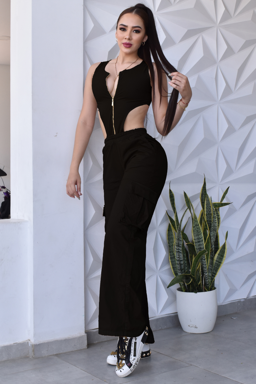CONJUNTO SET  CARGO COLOR NEGRO REF. B-9004