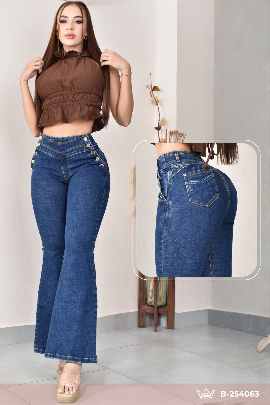 JEANS BOTA ANCHA LEVANTA COLA  REF. B-254063