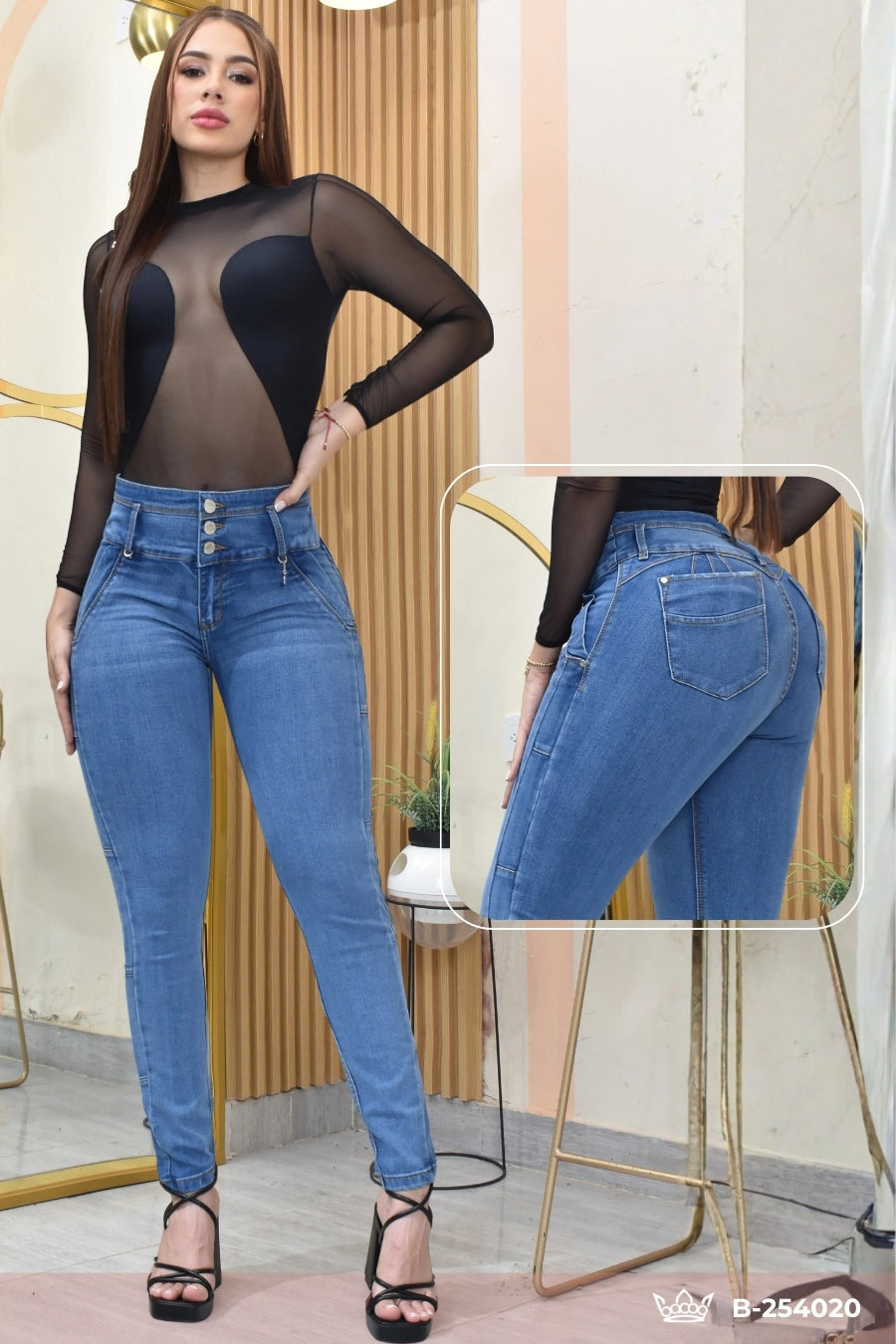 JEANS SKINNY CONTROL ABDOMEN LEVANTA COLA  REF. B-254020