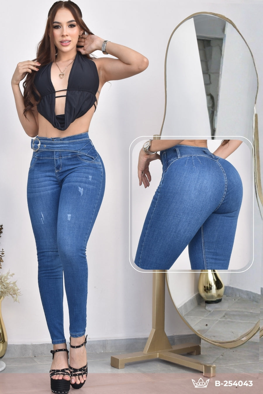 JEANS SKINNY CONTROL ABDOMEN LEVANTA COLA  REF. B-254043