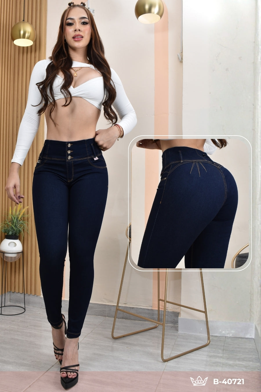 JEANS SKINNY CONTROL ABDOMEN LEVANTA COLA  REF. B-40721