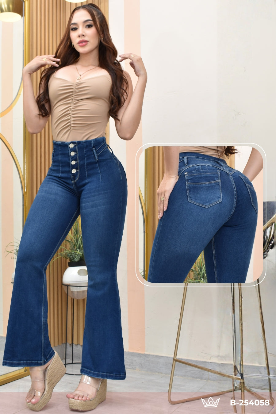 JEANS BOTA ANCHA LEVANTA COLA  REF. B-254058