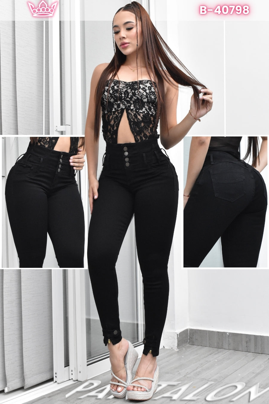 PANTALON SKINNY CONTROL ABDOMEN LEVANTA COLA  REF. B-40798