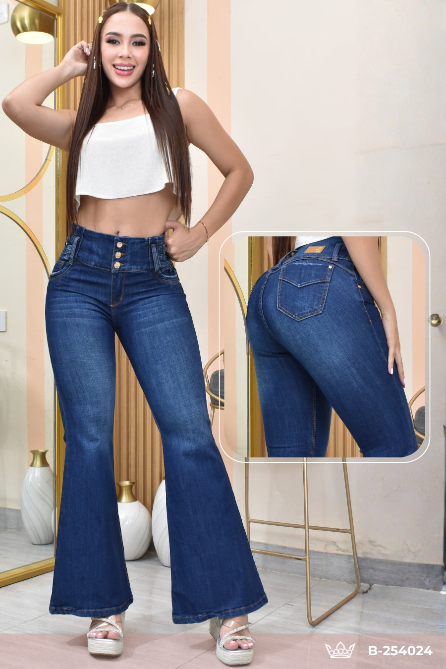 JEANS BOTA ANCHA LEVANTA COLA  REF. B-254024