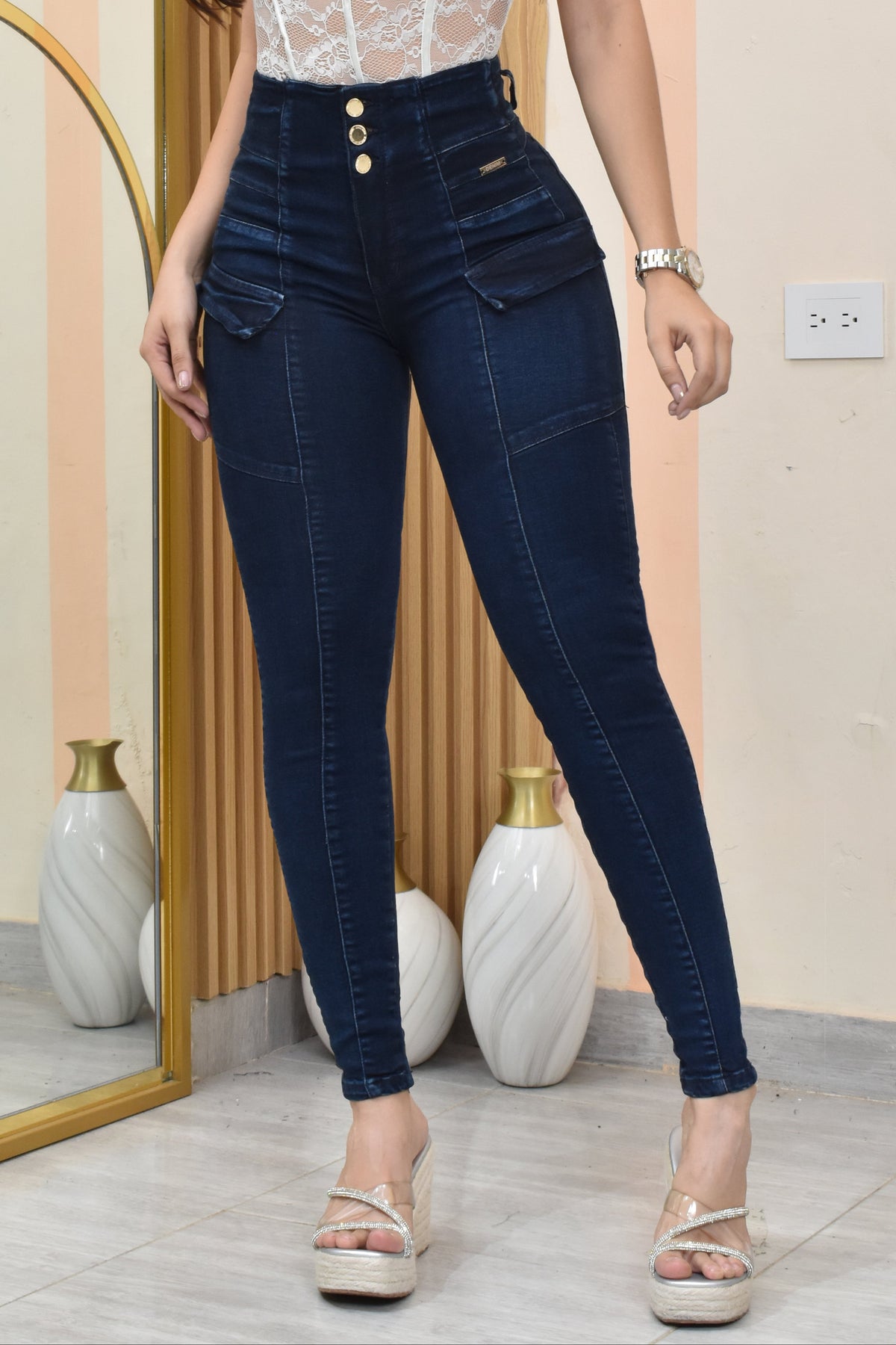 JEANS SKINNY CONTROL ABDOMEN LEVANTA COLA  REF. B-254009