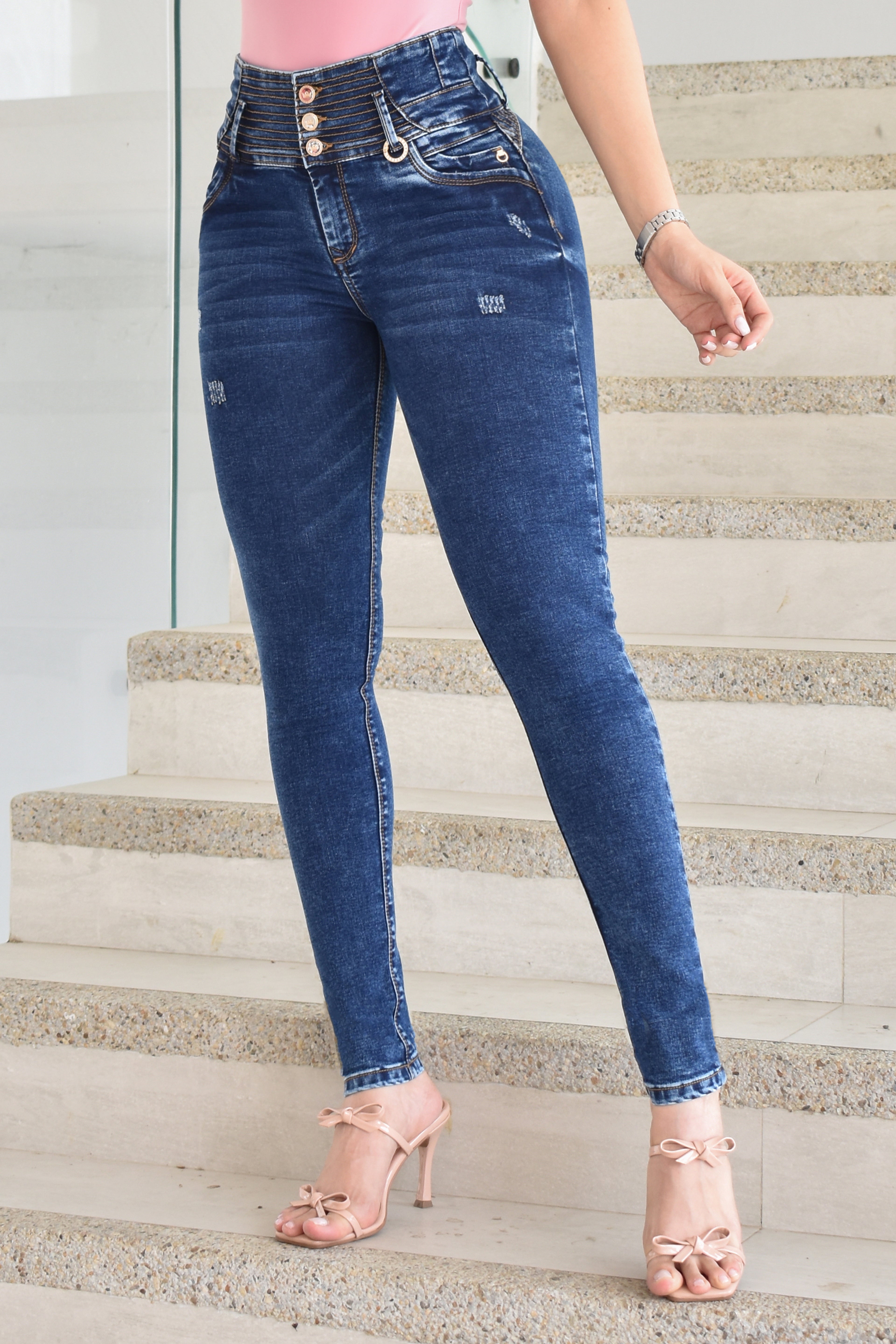 JEANS SKINNY CONTROL ABDOMEN LEVANTA COLA  REF. B264009
