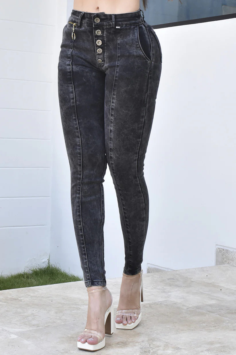 JEANS SKINNY CONTROL ABDOMEN LEVANTA COLA  REF. BK-40114