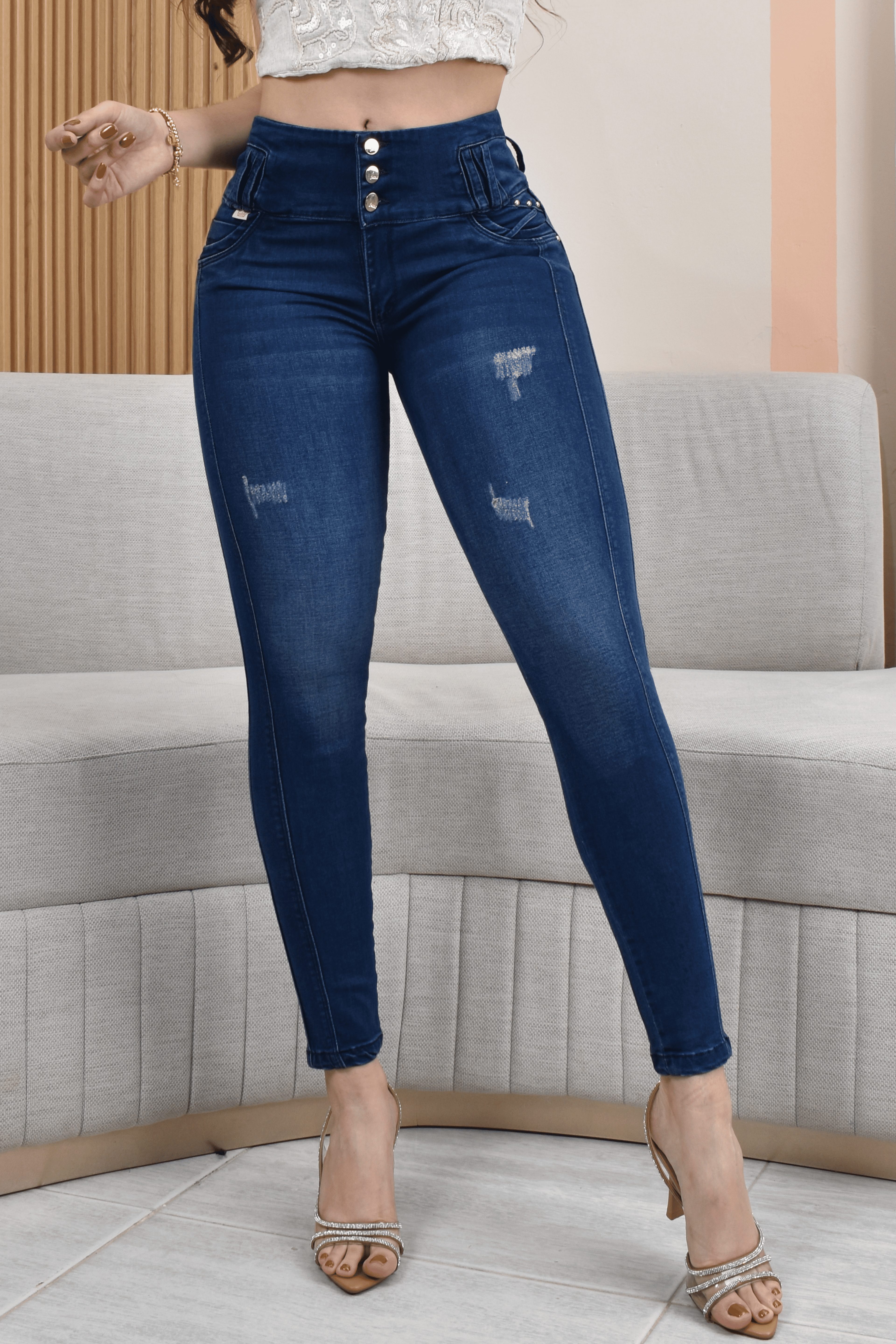 JEANS SKINNY CONTROL ABDOMEN LEVANTA COLA  REF. B-40726