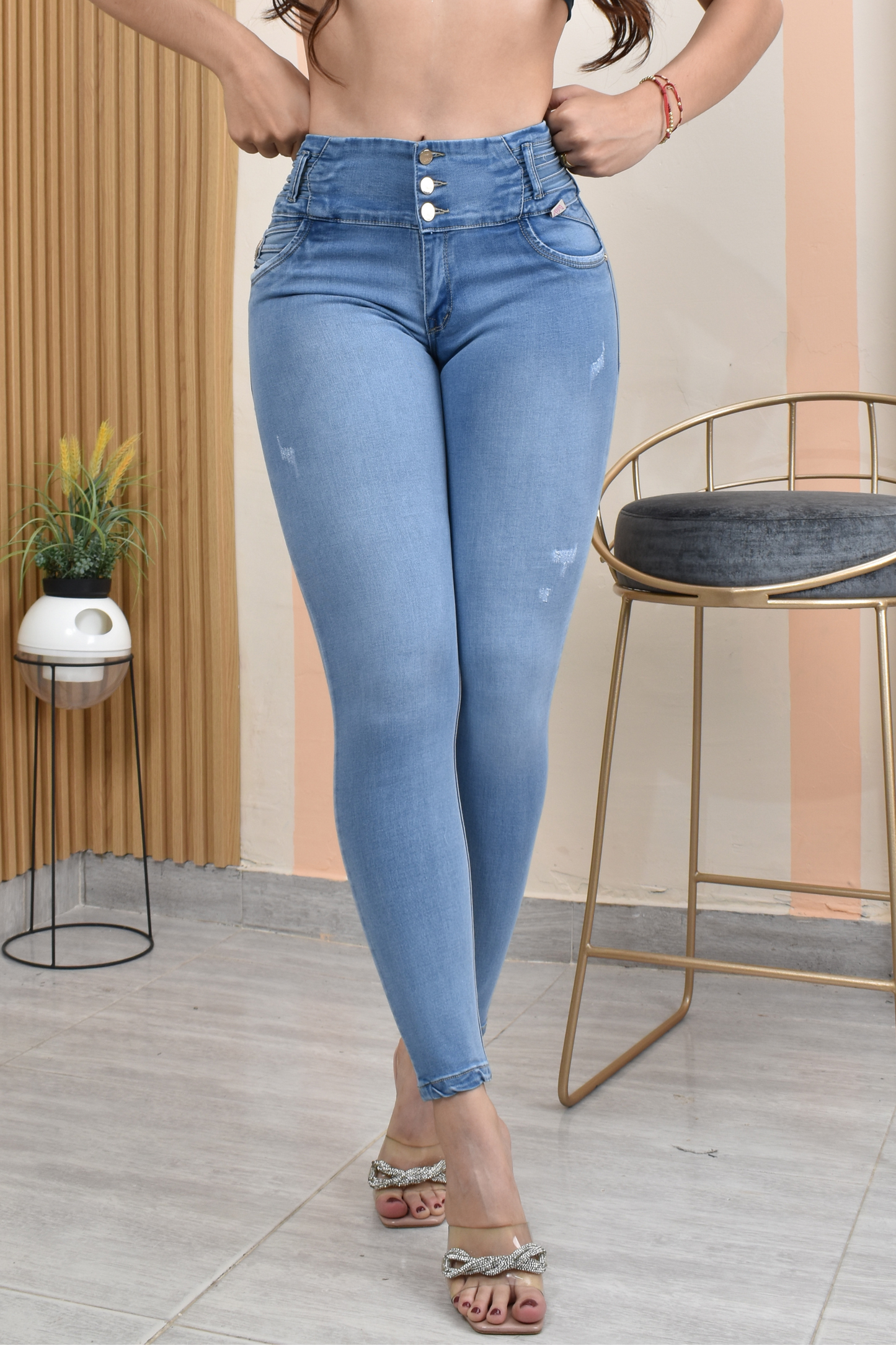 JEANS SKINNY CONTROL ABDOMEN LEVANTA COLA  REF. B-40757