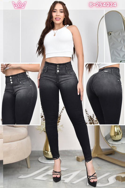 JEANS SKINNY DOBLE TONO CONTROL ABDOMEN LEVANTA COLA  REF. B-254034