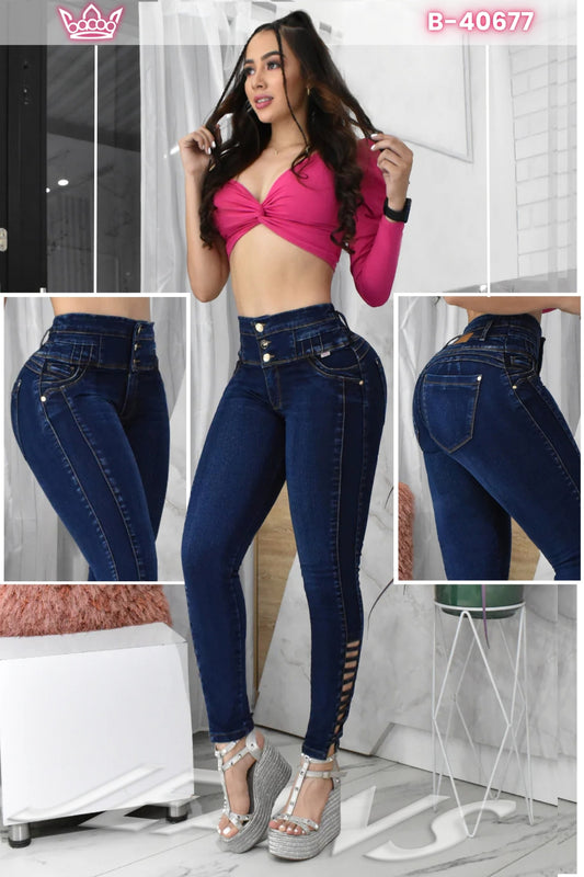 JEANS SKINNY CONTROL ABDOMEN LEVANTA COLA  REF. B-40677