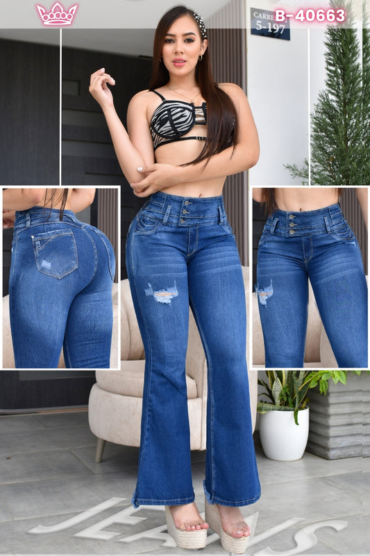 JEANS BOTA CAMPANA LEVANTA COLA REF. B-40663
