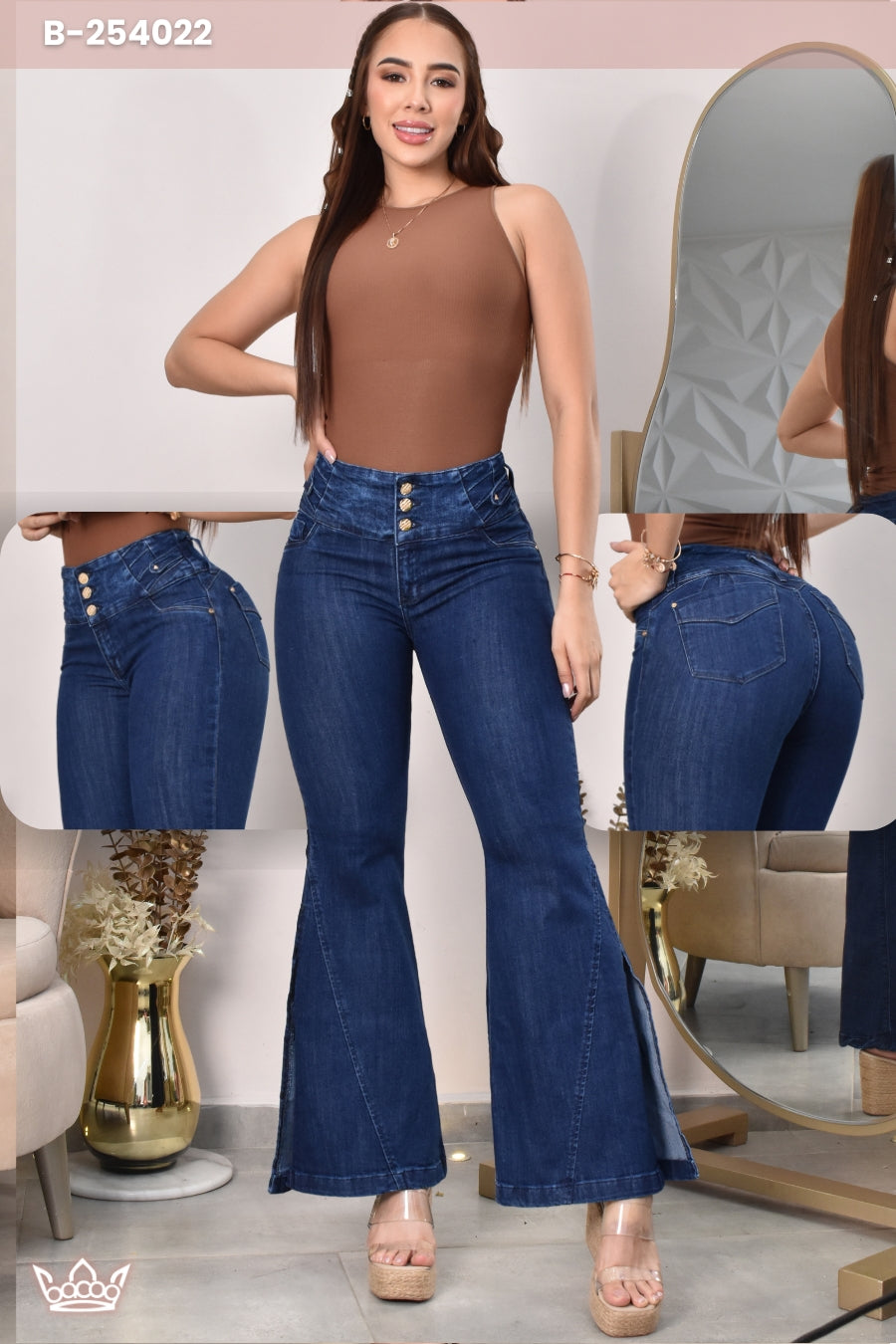 JEANS BOTA ANCHA LEVANTA COLA  REF. B-254022