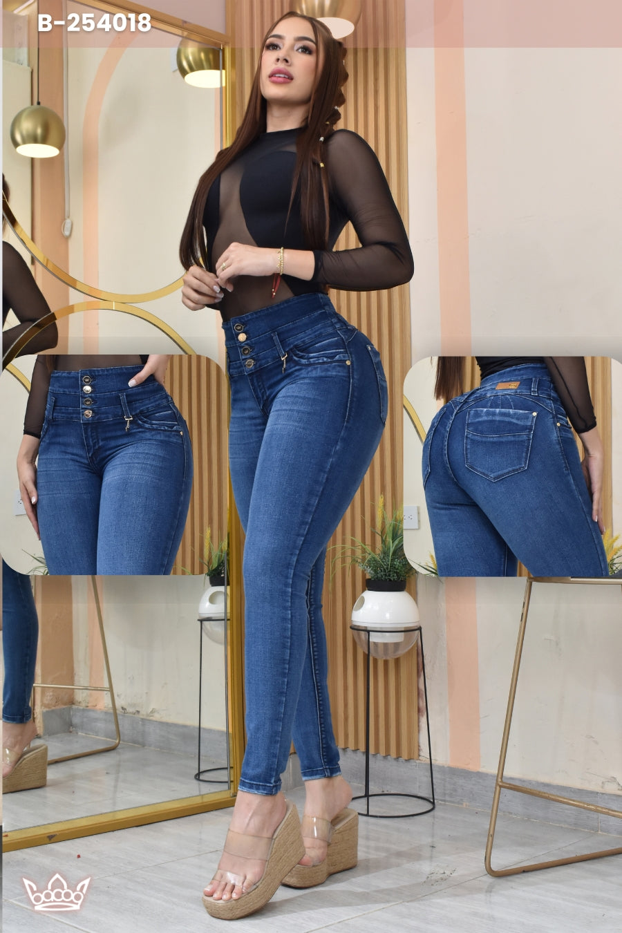 JEANS SKINNY CONTROL ABDOMEN LEVANTA COLA  REF. B-254018