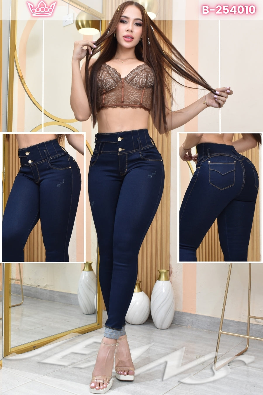 JEANS SKINNY CONTROL ABDOMEN LEVANTA COLA  REF. B-254010