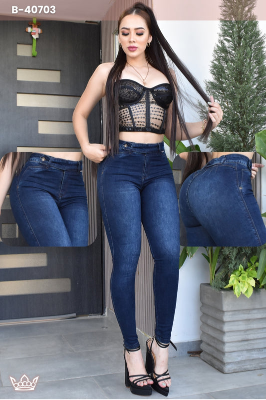 JEANS SKINNY CONTROL ABDOMEN LEVANTA COLA  REF. B-40703