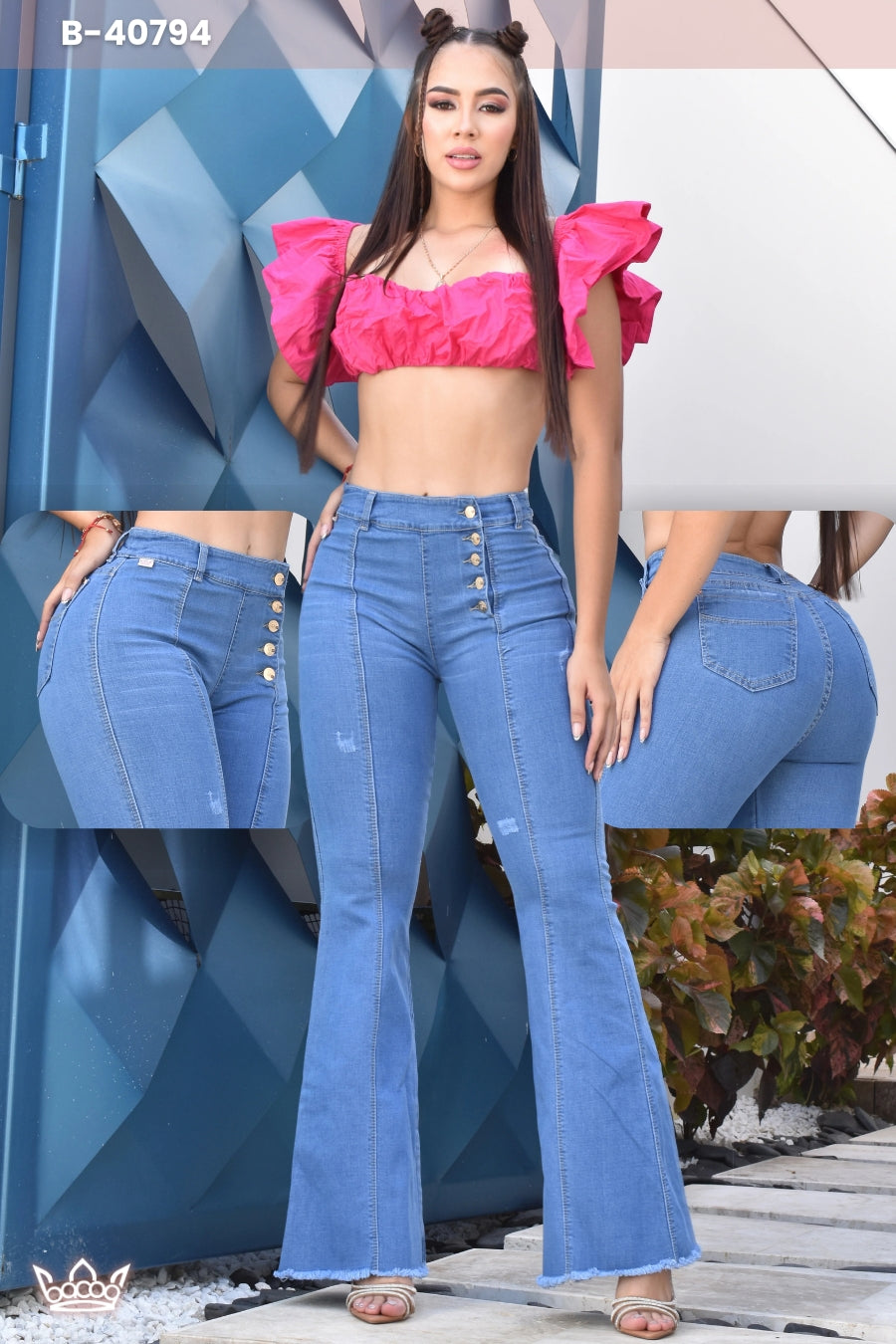 JEANS BOTA ANCHA LEVANTA COLA REF. B-40794