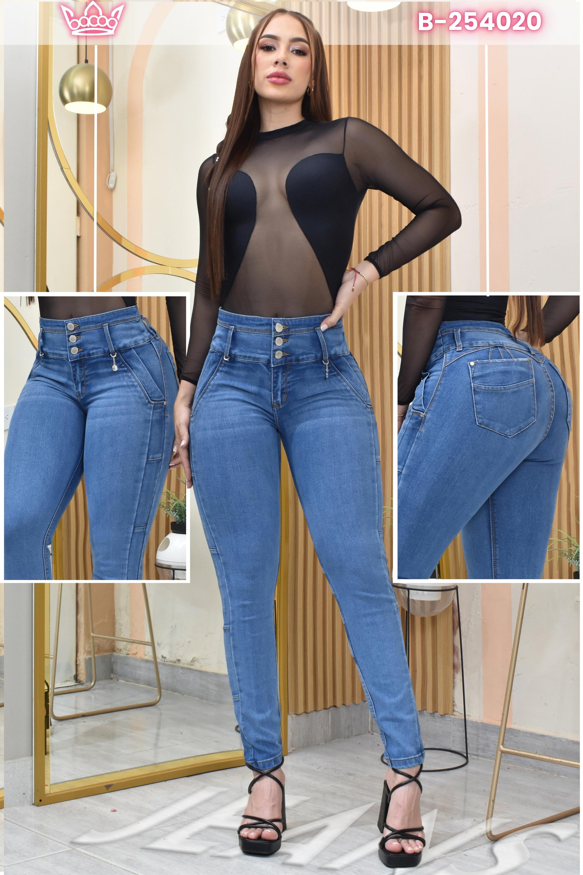 JEANS SKINNY CONTROL ABDOMEN LEVANTA COLA  REF. B-254020