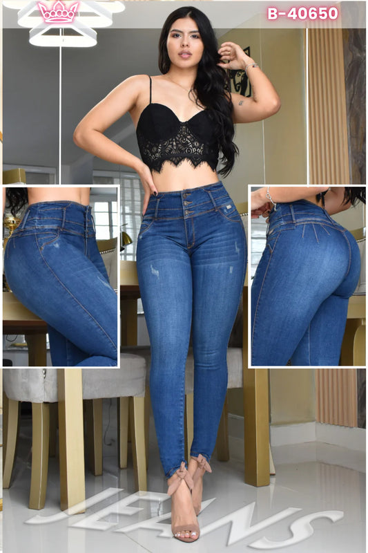 JEANS SKINNY CONTROL ABDOMEN LEVANTA COLA  REF. B-40650