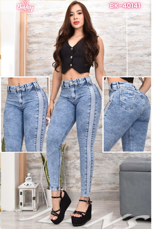 JEANS SKINNY CONTROL ABDOMEN LEVANTA COLA  REF. BK-40141