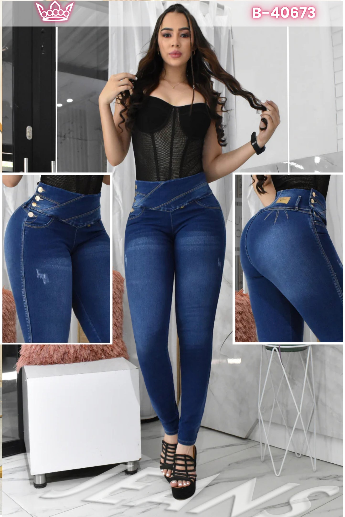 JEANS SKINNY CONTROL ABDOMEN LEVANTA COLA  REF. B-40673