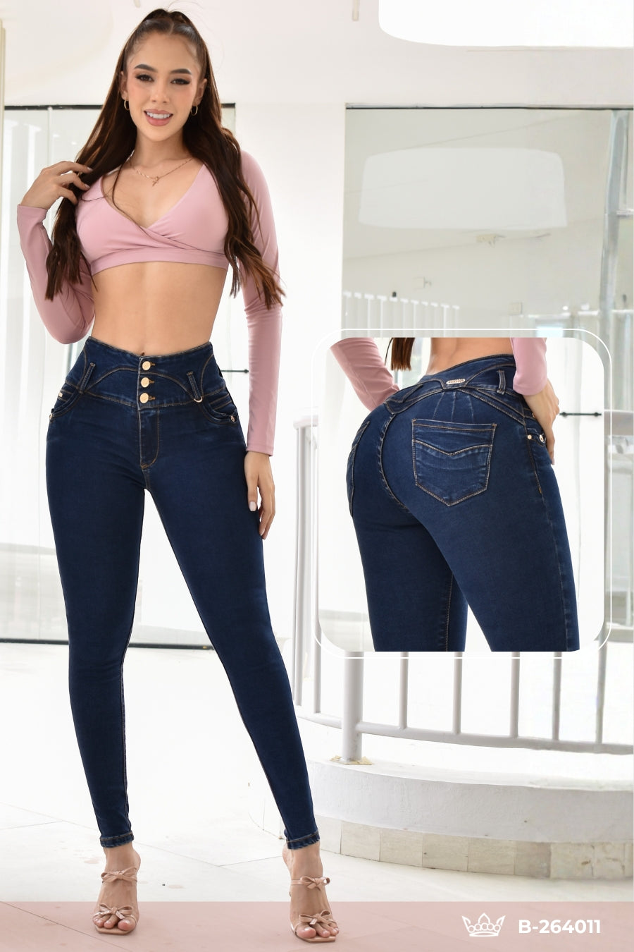 JEANS SKINNY CONTROL ABDOMEN LEVANTA COLA  REF. B264011