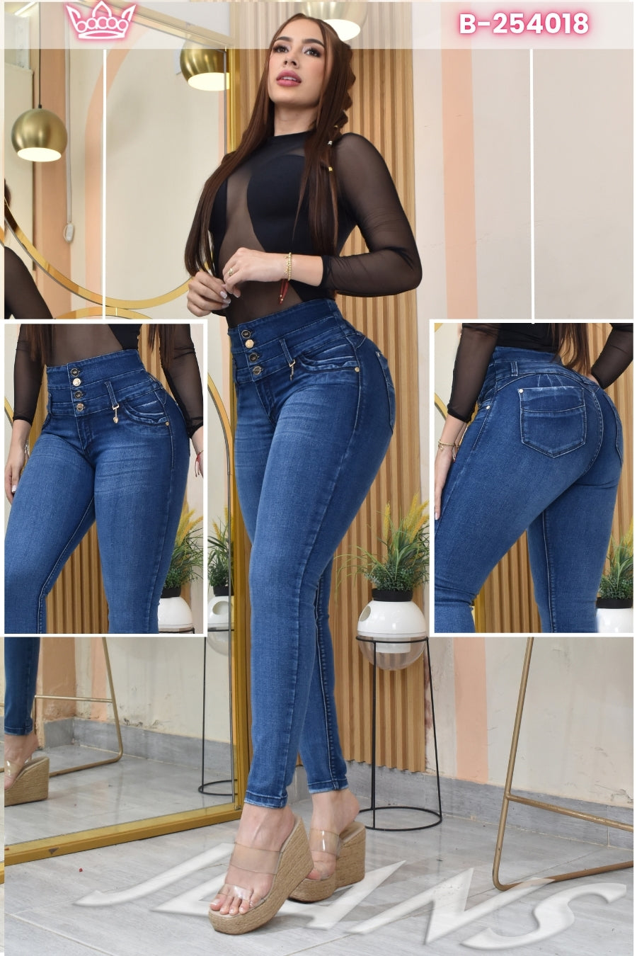 JEANS SKINNY CONTROL ABDOMEN LEVANTA COLA  REF. B-254018
