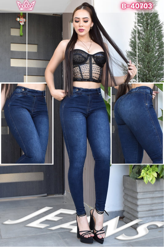 JEANS SKINNY CONTROL ABDOMEN LEVANTA COLA  REF. B-40703