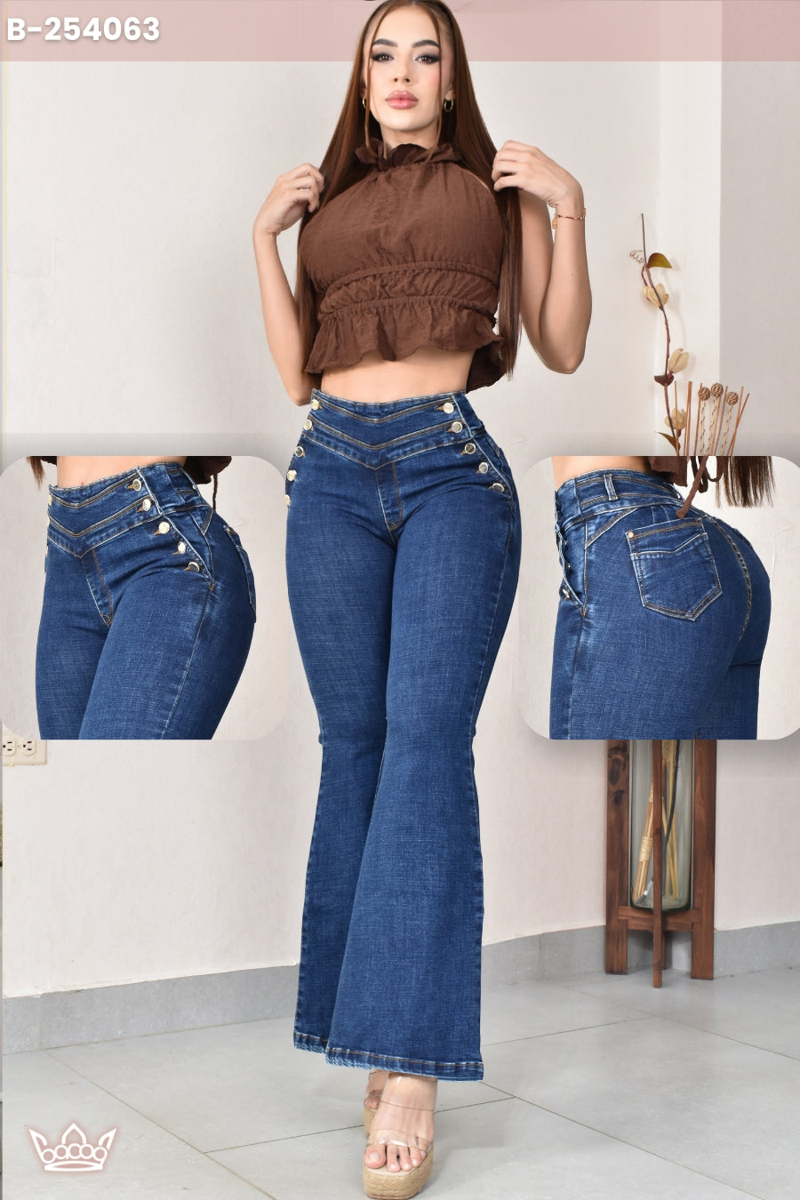 JEANS BOTA ANCHA LEVANTA COLA  REF. B-254063