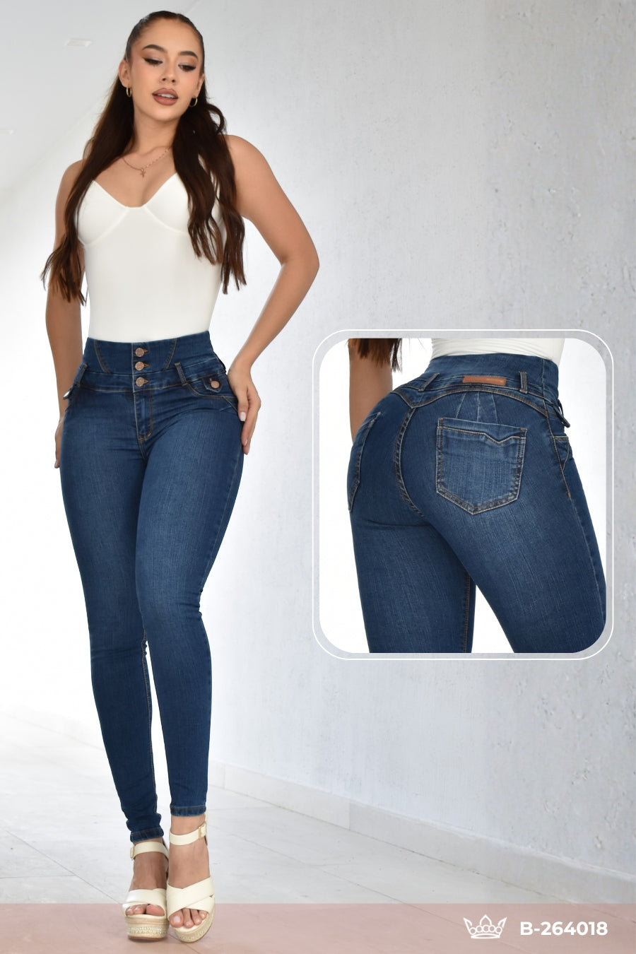JEANS SKINNY CONTROL ABDOMEN LEVANTA COLA  REF. B264018