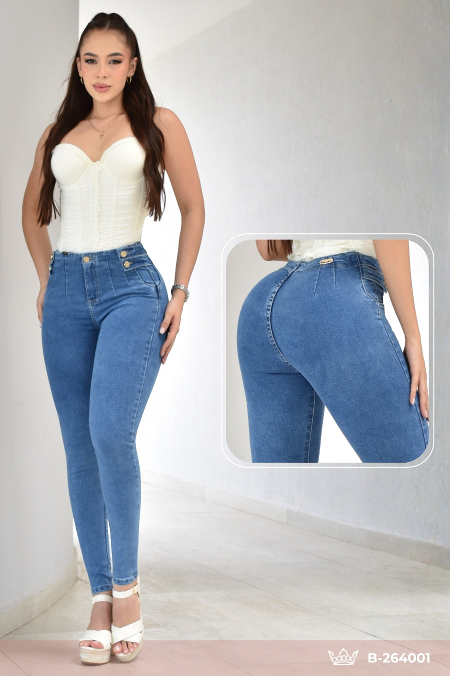 JEANS SKINNY CONTROL ABDOMEN LEVANTA COLA  REF. B264001