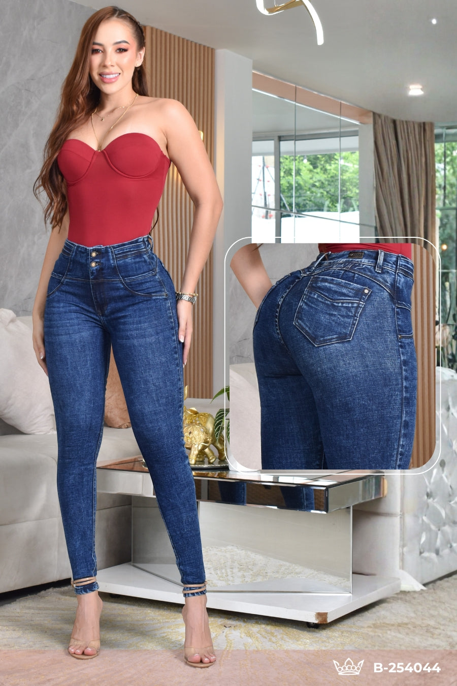 JEANS SKINNY CONTROL ABDOMEN LEVANTA COLA  REF. B-254044