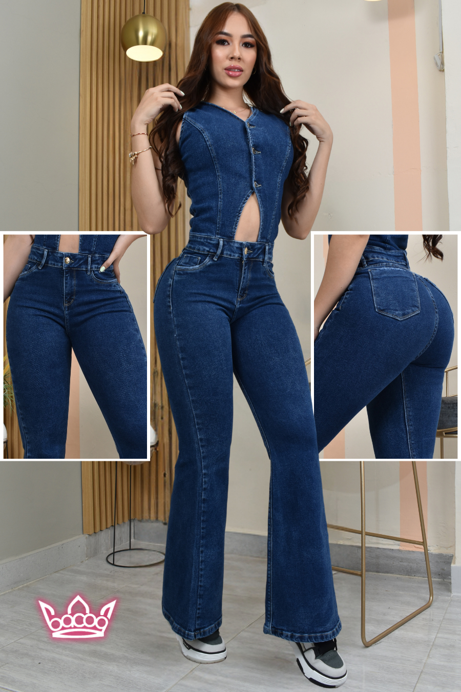 ENTERIZO LARGO DENIM STRETCH REF. B-9005