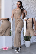 CONJUNTO SET CARGO COLOR KAKI REF. B-9003