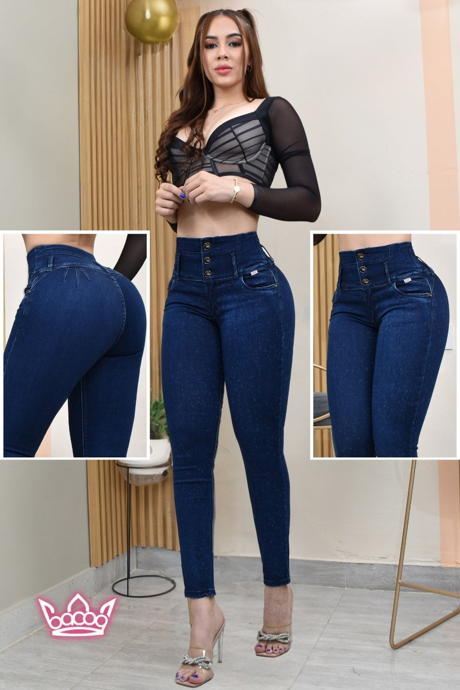 JEANS SKINNY CONTROL ABDOMEN LEVANTA COLA  REF. B-40733