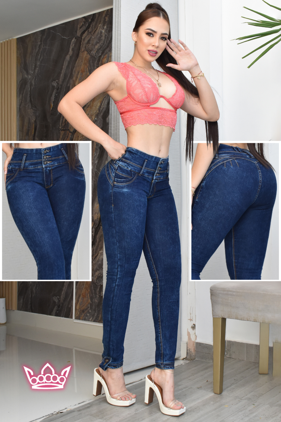 JEANS SKINNY CONTROL ABDOMEN LEVANTA COLA  REF. B-40675