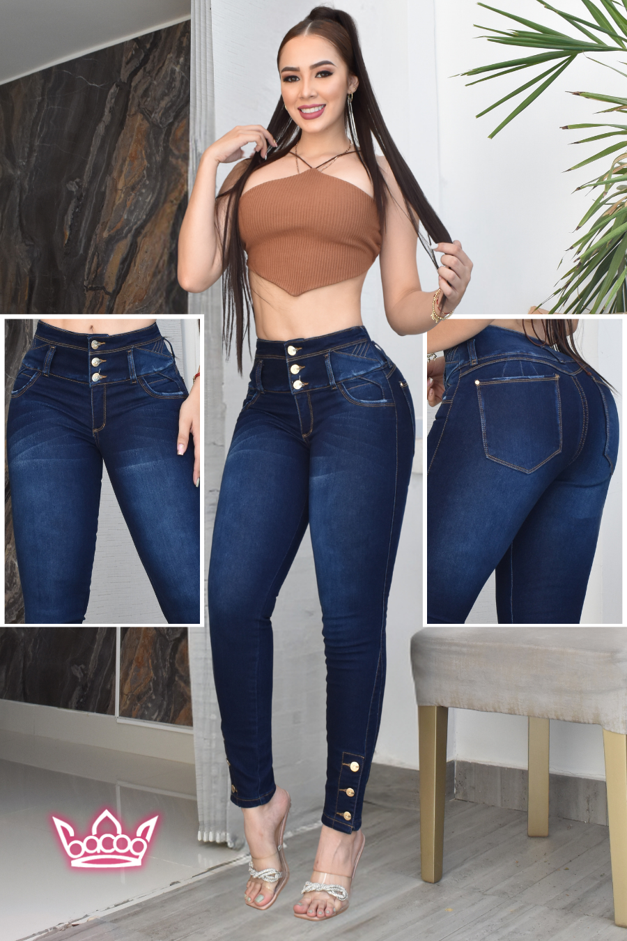 JEANS SKINNY CONTROL ABDOMEN LEVANTA COLA  REF. B-40685