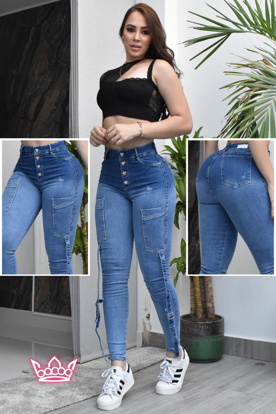 JEANS SKINNY CONTROL ABDOMEN LEVANTA COLA  REF. B-40700