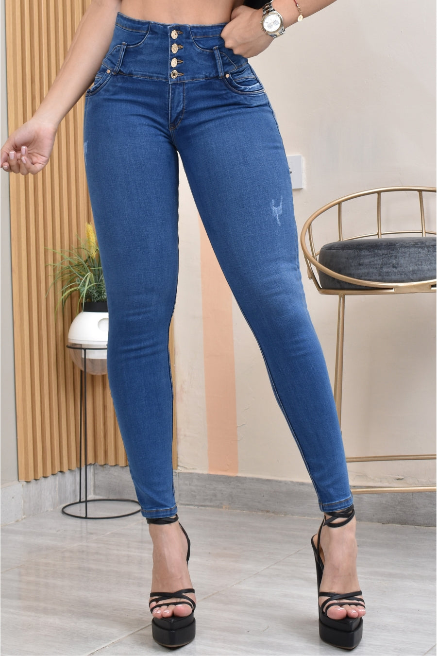 JEANS SKINNY CONTROL ABDOMEN LEVANTA COLA  REF. B-40755