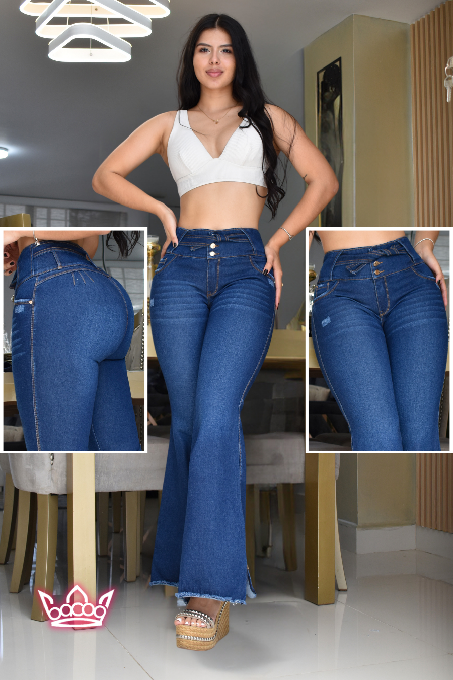 JEANS BOTA CAMPANA LEVANTA COLA REF. B-40665