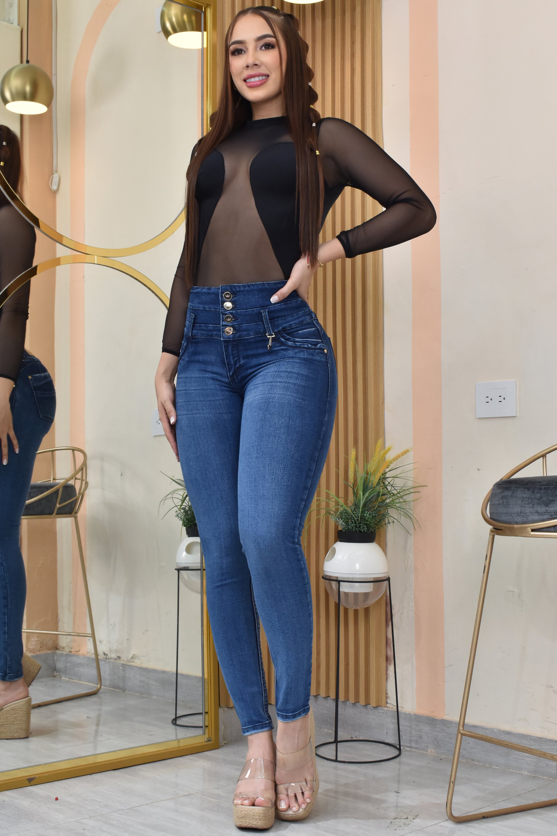 JEANS SKINNY CONTROL ABDOMEN LEVANTA COLA  REF. B-254018